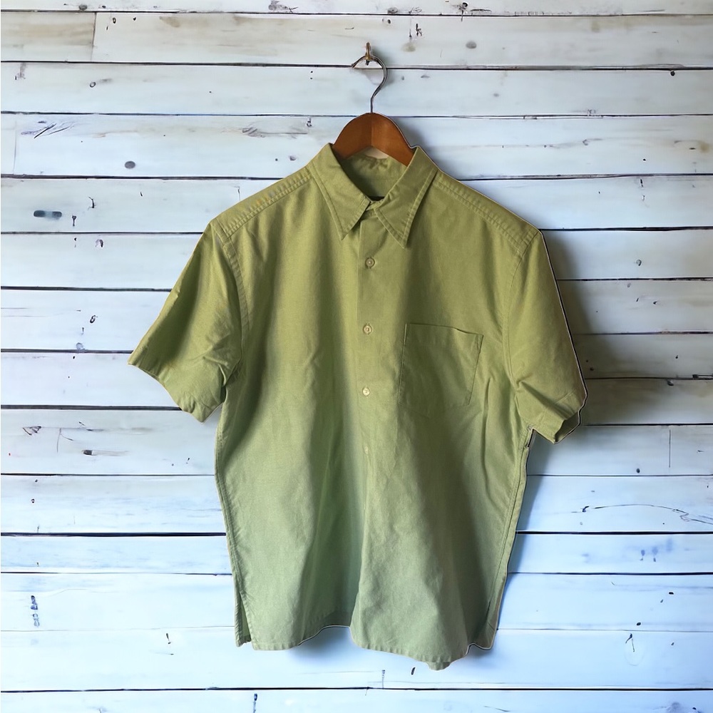 🤑10/$100 Jay Y. Ko short sleeve button down collared modal shirt L